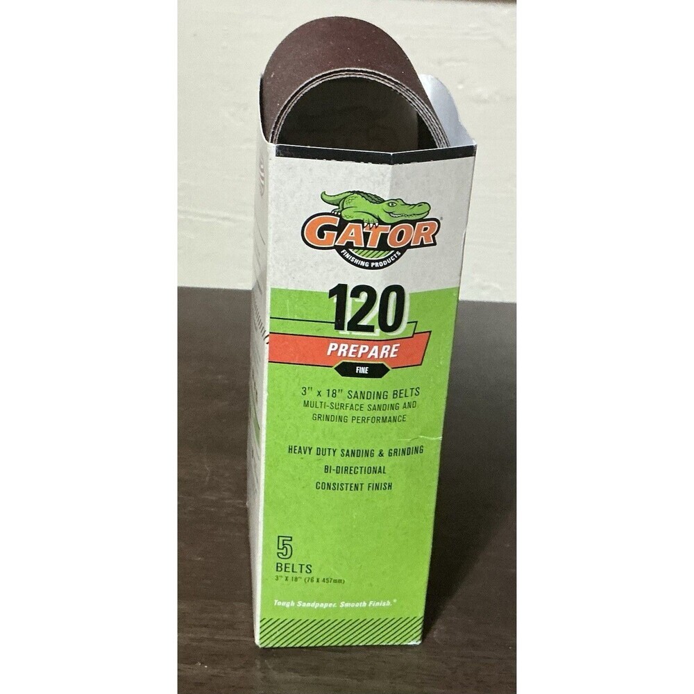 5-pack Gator 3” X 18” 120 Grit Prepare Sanding Belts